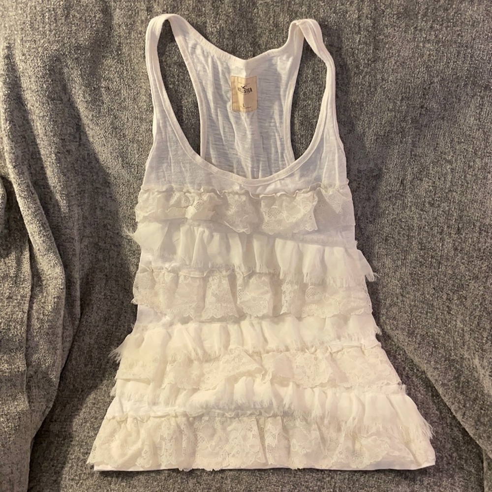 Hollister, white, large tank top